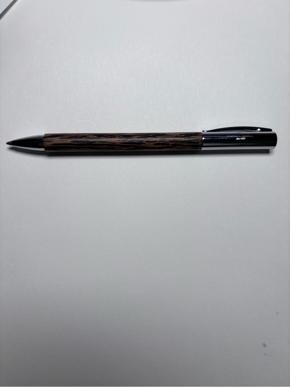 Faber-Castell Ambition Wood Ballpoint Pen Black Chrome Twist BORK Logo